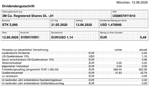 Abrechnung 3M Dividende Juni 2020 bei Smartbroker Abrechnung 3M Dividende Juni 2020 bei Smartbroker
