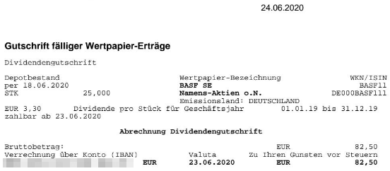 Abrechnung BASF Dividende Juni 2020 bei Comdirect Abrechnung BASF Dividende Juni 2020 bei Comdirect