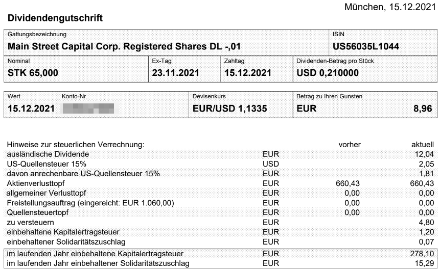Abrechnung Main Street Capital Dividende Dezember 2021 Abrechnung Main Street Capital Dividende Dezember 2021