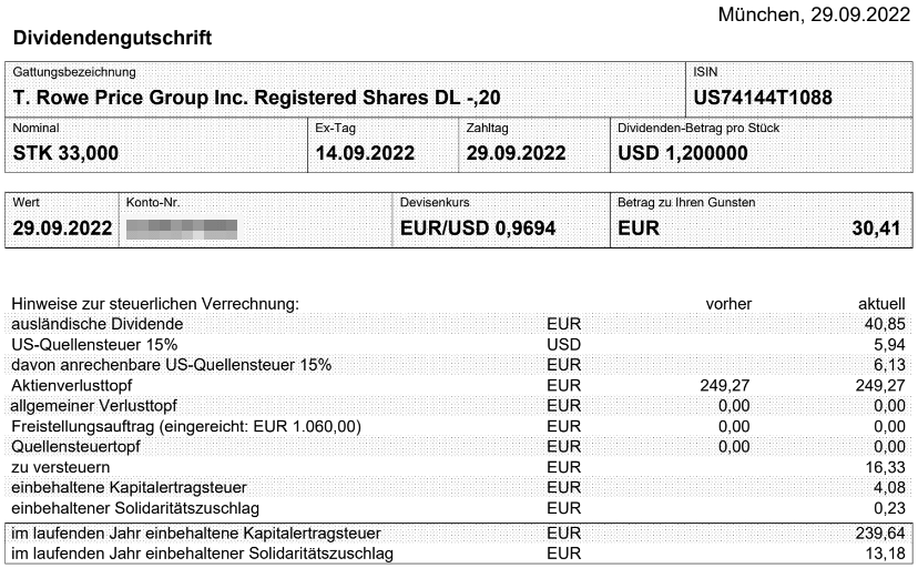 Abrechnung T. Rowe Price Dividende September 2022 Abrechnung T. Rowe Price Dividende September 2022