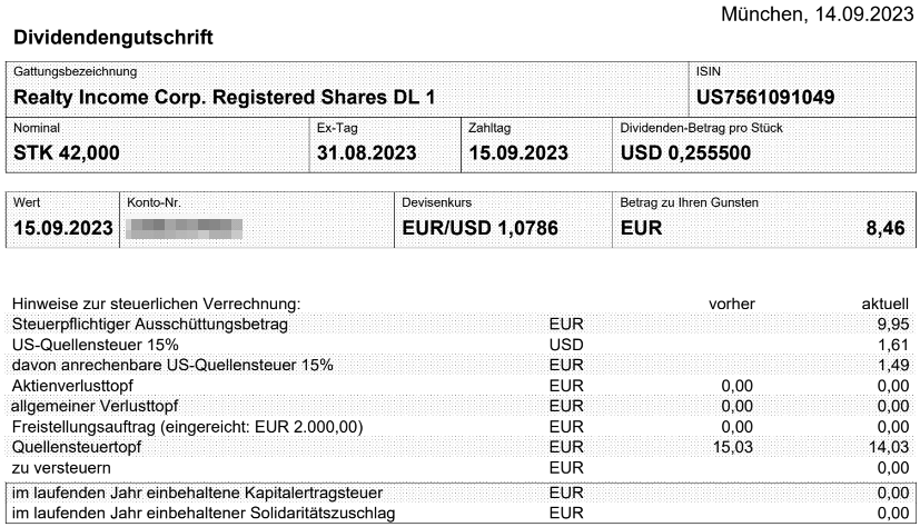 Abrechnung Realty Income Dividende September 2023 Abrechnung Realty Income Dividende September 2023