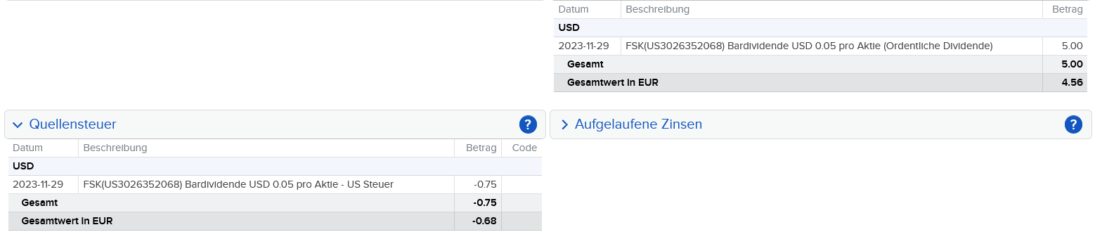 Abrechnung FS KKR Capital Sonderdividende November 2023 Abrechnung FS KKR Capital Sonderdividende November 2023