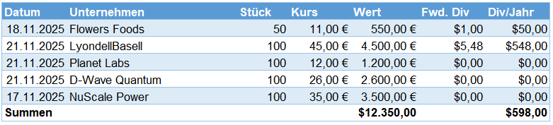 Aktienkäufe im November 2025 Aktienkäufe im November 2025